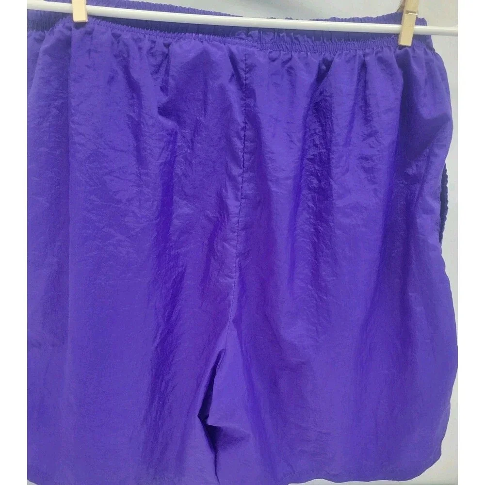 Vintage 90s Nike Shorts Nylon Windbreaker Drawstring Unlined Pocket Purple Sz 14